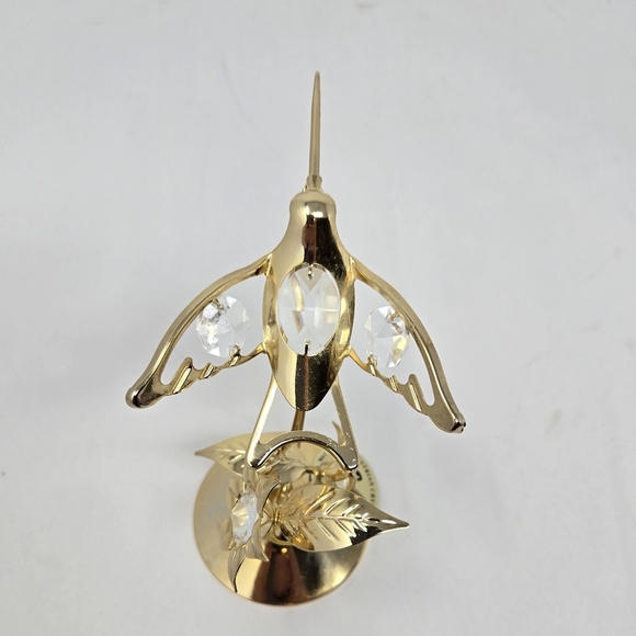 Vintage 70's Nos Australia Crystal Delight 24 Gold Plated Hummingbirds Flowers - Picture 5 of 10